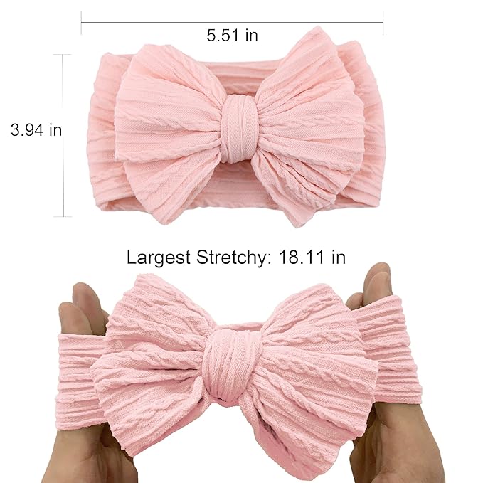 Baby Nylon Headbands Soft Hair Bow Elastics Hairbands Accessories for Baby Girls Newborn Infant Toddler Kids (Pink)