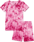 Jimonda Baby/Toddler Soft Sleepwear Short sleeve Kids Cool Pajama Outdoor 2-Piece Shirt&Shorts Casual sets Tie Dye PJ