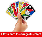 Mattel Games UNO Flex Card Game for Family Night Where Cards Change Color When Flexed in Collectible Tin Box