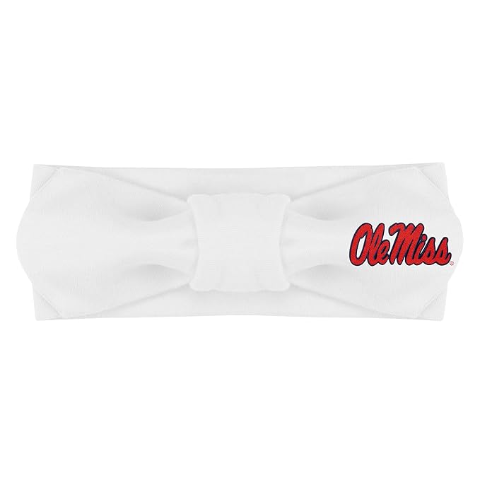Creative Knitwear Ole Miss Rebels Infant Girls White Solid Hair Knot Headband Embroidered Logo - Size Newborn - 4T