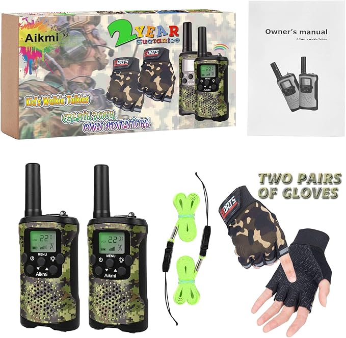 Kids Walkie Talkies Boys Toys Gifts for Kids Aged 5-12 Outdoor Toys 3 Miles Long Range 22 Channel 2 Way Radio fit Adventure Game Hunt Camp Toys 6 7 8 9 Years Old Boys Gifts