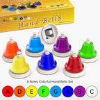 Facmogu Desk Bells, 8 Notes Diatonic Metal Hand Bells, Rainbow Music Bells, Musical Learning Teaching Percussion Instrument, Holiday Birthday Gift