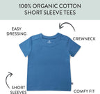 HonestBaby 5-Pack Short Sleeve T-Shirts 100% Organic Cotton Baby, Toddler, Little Kid, Boy, Girl, Unisex