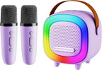 Mini Karaoke Machine Speaker for Kids Adults, Portable Bluetooth with 2 Wireless Microphones, Children's Day Birthday Gift Ideas for Toys for Teens Boys and Girls Aged 4, 5, 6, 7, 8, 9, 10, 11, 12+