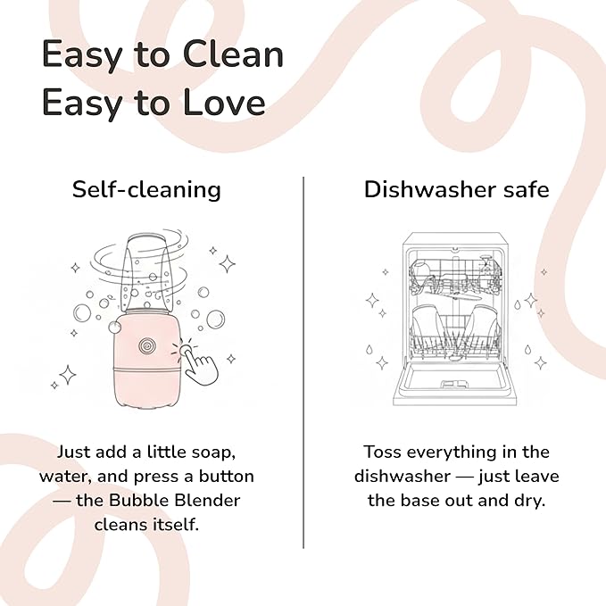 Bubble Blender, Baby Food Maker & Puree Blender with 2 Borosilicate Glass Cups, Compact Baby Bullet for Smoothies, Hands-Free One-Touch, 200W Motor, Rose