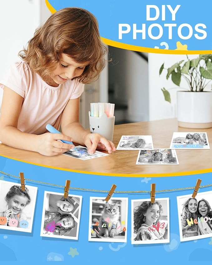 OTJ Kids Camera Instant Print - 1080P Kids Instant Cameras That Print Photos with 32GB Card - Daurable Kid Digital Camera Birthday Gift for Girls and Boys 3 4 5 6 7 8 9 10 Year Old