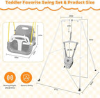 4-in-1 Toddler Swing Set & Baby Jumper and Bouncer for Toddlers, Foldable Baby Swing Stand for Outdoor Indoor Play, Easy to Assemble and Store for Ages 6 Months to 10 Years Old (White)
