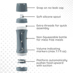 Subo Baby Food Bottle | No Mess Baby Toddler Self Feeder | Squeeze Free Design for Purees, Smoothies, Yogurt, Oatmeal, or Thickened Liquids | Reusable Silicone Washable Cup (Charcoal)