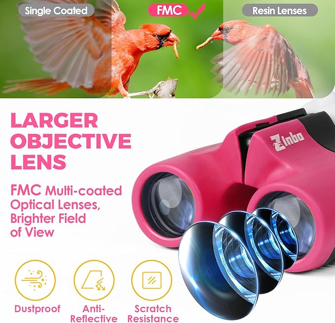 Binoculars for Kids, Toys for 3-12 Year Old Girls and Boys, Bird Watching Hiking 4 5 6 7 8 9 Year Old Girl Boy Christmas Birthday Gifts, Outdoor Toys for Kid Set with Magnifying Glass & Compass