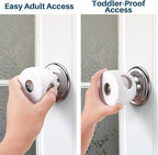 Inaya Baby Proofing Door Knob Cover (4 Pack) - Prevent Children from Opening Doors, Fit Most Round Knobs - Door Knob Safety Cover for Kids, Child Proof Door Lock, Child Proof Door Locks - White