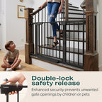 Cumbor 29.7-46" Baby Gate for Stairs, Mom's Choice Awards Winner-Auto Close Dog Gate for The House, Gifts for Mom, Easy Install Pressure Mounted Pet Gates for Doorways, Black