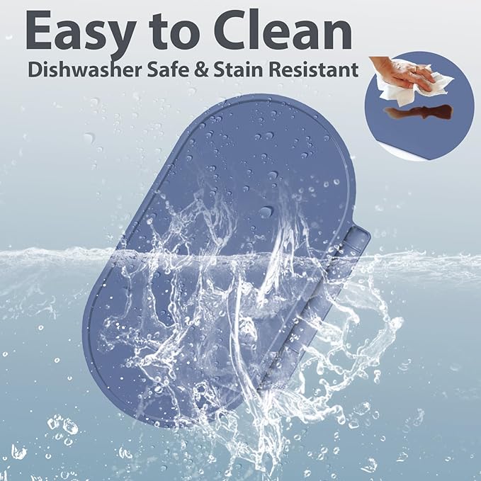 Silicone Placemat for Baby, Silicone Baby Toddlers Non-Slip Tablemats Stain Resistant Anti-Skid Reusable Dishwasher Safe Table Mats, Portable Food Mat Travel (2Pack, Lake Blue)