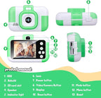 SUZIYO Kids Video Camera, Best Christmas Birthday Gifts Toys for Children, Toddlers Selfie Digital Camcorder 1080P Dual Lens 2.4 Inch HD for Age 3-8 Years Old Boys Girls with 32G SD Card, Green