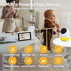 Ellie Pro Baby Monitor with Camera and Audio,5'' IPS 2K UHD Resolution,6000mAh Battery, Remote Pan-Tilt-5X Zoom, 2-Way Talk,No WiFi, Night Vision, Virtual Fence 24hr Play Back and 1000ft Range