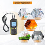 Tzone PT100 Thermometer Data Logger with Probe,Handheld USB Temperature Logger with Sound Alarm Temp Calibration,Industrial Digital Dual Channel RTD Thermometer Recorder with Auto Report 61440 Groups