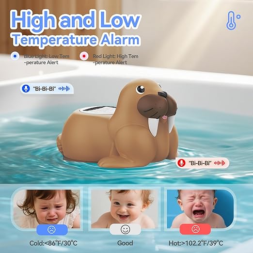Baby Bath Thermometer for Bathtub, Room|Water Temperature, Baby Bath Floating Toy|Kids Bathroom Safety, Digital LCD with Timer