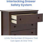Delta Children Perry 3 Drawer Dresser with Changing Top and Interlocking Drawers, Walnut Espresso