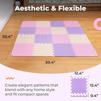 MioTetto Foam Floor Tiles for Kids - Non-Toxic Soft Comfortable Baby Play Mat, Thick Tummy Time Mat, Interlocking Foam Tiles for Development & Crawling, Soft Cushioned Play mat for Babies 6-12 Months