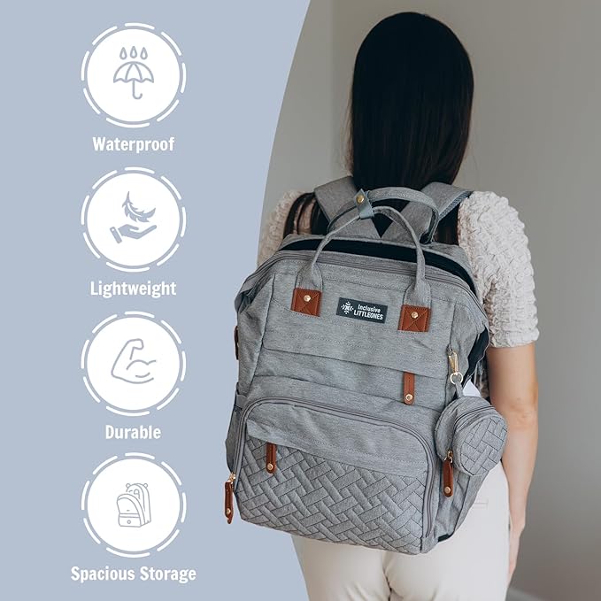 Baby Diaper Bag Backpack with Changing Station, Large Capacity, USB Port, Pacifier Case, Mosquito Net & Wipes Bag Stylish Travel Bag for Boys, Girls, Moms & Dads, Shower Gift