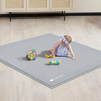 ANGELBLISS Baby Playpen Mat, Self-Inflating Play Mat for Babies and Toddlers, Roll Up & Waterproof Foam Crawling Mat for Floor, Portable Playmat for Babies with Travel Bag Grey (50×50in)