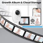 Smart Baby Monitor with 2 Cameras and Audio,App,Long Range,Night Vision,Temperature Sensor,2 Way Talk, Feeding Clock and lullabies,Home Use