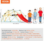 VEVOR Climbing Dome, 8FT Geometric Dome Climber with Slide, Jungle Gym Supports 600LBS and Easy Assembly for Kids 3 to 9 Years Old, with Climbing Grip, Outdoor and Indoor Play Equipment for Kids