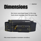 Stroller Caddy Double Stroller Organizer with Cup Holder Phone Pocket Changing Mat Straps Mounted 2 x Stroller Water Bottle Holder