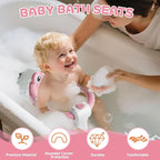Baby Bath Seat for Babies 6 Months & Up - Toddler Bath Seats for Baby Sitting Up with 4 Suction Cups & Soft Cushion, Non-Slip Infants Shower Bathtub Chair for Newborn Girls, Pink