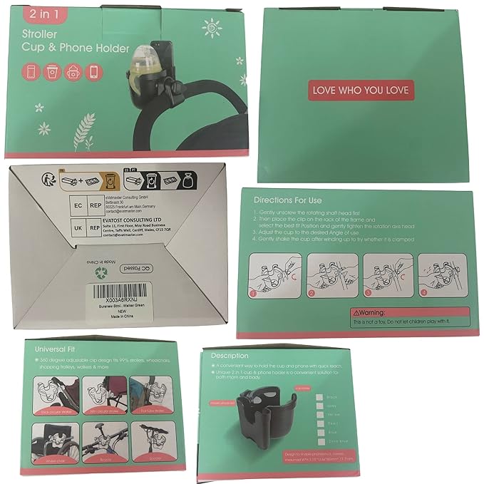 Suranew Adjustable Stroller Cup Holder with Phone Holder for Baby Stroller for Family Members