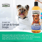VERMONT SOAP Organics Pet Shampoo - Infused with Organic & Natural Olive Oil, Coconut & Aloe Vera Dog Shampoo for Sensitive Skin - USDA Certified Grooming Pet Shampoo - Unscented (16oz)