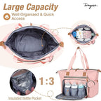 Diaper Bag Tote, Large Diaper Bags Waterproof, Hospital Bag for Labor Delivery, Baby Bag with Pacifier Case, Travel Diaper Tote with Changing Pad, Pink