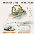 Baby Bouncer, Soothing Vibrations Infant Seat, Portable Baby Bouncer Seat with Music, for 0-6 Months 6-20 lbs(Green)