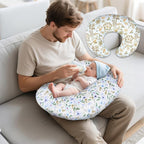 2 Pack Nursing Pillow Covers – Soft Breathable Cotton, Fits Standard Breastfeeding Pillows, Washable & Hypoallergenic for Newborn Baby Girls & Boys,Cover Only