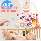 Baby Crib Mobile with Night Lights and Music,Hanging Mobile for Crib Bassinet with Rotation, Projection,Remote Control,Babies Crib Toys for Nursery Newborn Infant Boys Girls (Pink)