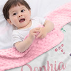 Personalized Baby Blankets for Girls, Custom Name Pink Butterfly Pattern Baby Blanket, Soft Minky Dot Blanket for Newborns and Toddlers, Ideal for Baby Showers Christmas Brithday Gifts