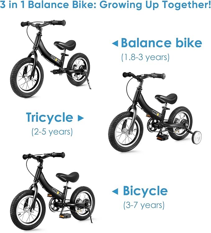 Balance Bike 2 in 1,The Dual Use of a Kids Balance Bike and Toddler Bike, for 2 3 4 5 6 7 Years Old -12 14 16 Inches with Training Theory, Brake, Pedal
