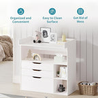 Pipleo Baby Changing Table Dresser with 3 Drawers and 3 Storage Shelves, Can be Used as a Baby Dresser with Changing Table Top, a Baby Changing Station, a Wood Diaper Changing Station (White)
