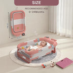 Collapsible Baby Bathtub for Newborn to Toddler (0-24 Months), Portable Baby Bath Tub for Travel, Newborn Bathtub with Soft and Supportive Cushion (Astronaut-Pink)