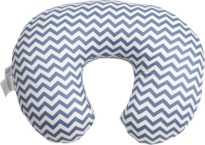 LAT Nursing Pillow for Breastfeeding,100% Cotton Removable Cover,Ergonomic Breast Feeding Pillows for Mom and Baby,Machine Washable(Blue Wave)