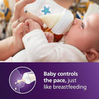 Philips Avent Natural Baby Bottles with Natural Response Nipples (Medium Flow, Flow 3), with Seahorse and Starfish Design, 9oz, 4-Pack, SCY903/68