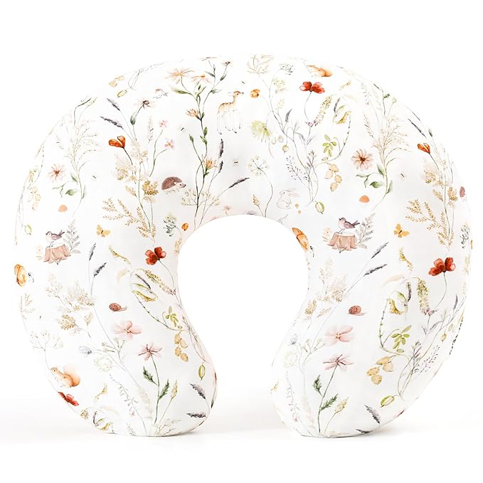 GRSSDER Reversible Nursing Pillow Cover, Ultra Soft Stretchy Minky Removable Nursing Covers Fitted for Breastfeeding Pillows Snug and Safe, Comfortable Slipcover for Girls, Stylish Original Print