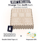 MOON WALKERS Stylish Boho Baby Play Mats for Floor, (6x6ft) Play Mat for Babies and Toddlers, Non-Toxic, Soft, Thick, Tummy Time Mat for Crawling (Extra Large 9 Tiles, Beige Aztec)