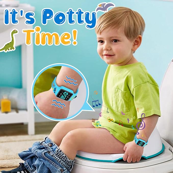 Potty Training Watch for Toddlers with Countdown, Magnetic Charging, Flashing Lights, Fun Music or Vibration Alerts - Waterproof Interactive Toilet Training Reminder for Boys & Girls Ages 2-9