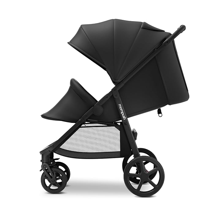 Mompush Nova Baby Stroller for Toddler, Infant & Newborn | Spacious Seat & Lie-Flat Mode | Compact One-Hand Fold, UPF 50+ Canopy & All-Wheel Suspension | Includes Rain Cover & Cup Holder