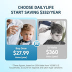 DAILYLIFE Baby Hair Clippers, Silent Clippers for Kids with Autism, Sensory Baby Hair Cutting Kit, Quiet Vacuum Hair Trimmer Waterproof for Toddler Infants Boys, White