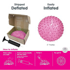 Edushape Sensory Ball for Baby - 7" Deflated with Pump, Transparent Pink, Enhances Gross Motor Skills for Kids 6 Months & Up