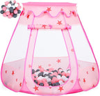 Baby Ball Pit for Toddler with 50 Balls, Kids Pop Up Play Tent for Girls, Princess Toys for Children Indoor & Outdoor Playhouse with Carry Bag (Pink: Pink/White/Gray, 109x90cm/50 Balls)