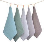 MUKIN Baby Washcloths,Muslin Burp Cloths Towels for Newborns,Absorbent Cotton Bath Face Towel ，5 Pack, 12x12 Inches (Coastal Calm)