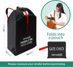 reperkid Medium Stroller Bag for Airplane Travel, Black & Red, 42" H x26 W x13 D, Fits Most Single Strollers Incl. Jogging & Standard Models – Premium Waterproof Cover, Adjustable Shoulder Straps