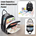 Diaper Bag Backpack,Stylish Baby Diaper Bag,Waterproof Travel Diaper Backpacks Baby Bags with Changing Pad,Stroller Straps,Insulated Pockets (Black)